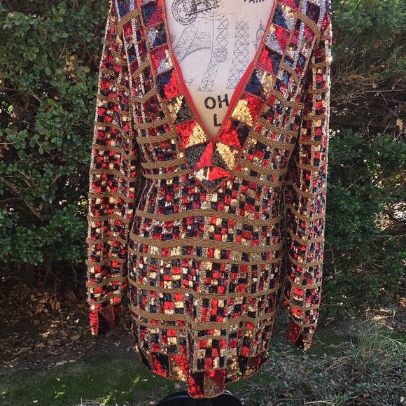 X by NBD Holiday sequins covered and beaded dress  Beautiful  wear - Picture 3 of 10